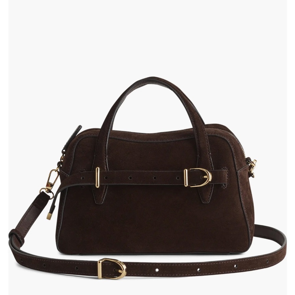 NEW Madewell The Mini Small Belted Satchel Suede Crossbody Dark Carob NW381 $168
